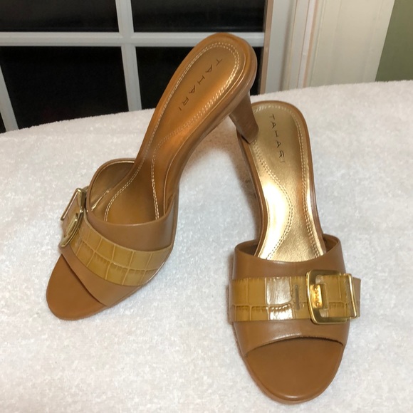 NEW TAHARI brown leather heels - Picture 1 of 7
